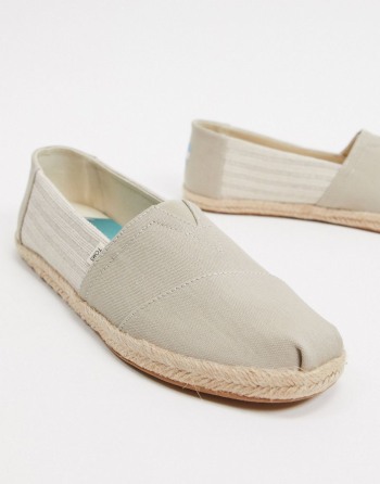 Toms Espadrilles Stripes Linen With Rope Detail Sive - Muške Cipele | 83256VGYO